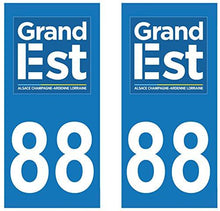 supstick 2 STICKERS AUTOCOLLANT PLAQUE IMMATRICULATION DEPT 88 Grand Est format rectangulaire - supstick.fr