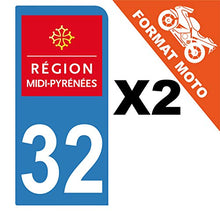 Supstick 2 Stickers Autocollants Plaques Immatriculation Moto Dept 32 Midi Pyrénées Bleu Clair 1 Angle Arrondi