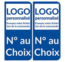 Supstick 2 Stickers Autocollants Plaques Immatriculation personnalisé Auto Bleu Foncé Arrondi