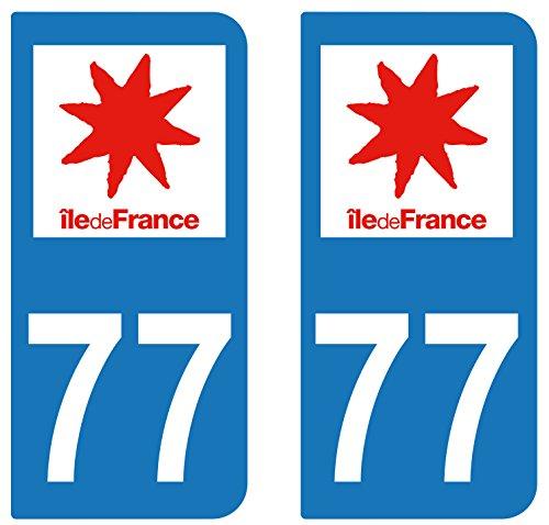 supstick 2 STICKERS AUTOCOLLANT PLAQUE IMMATRICULATION DEPT 77 Région île-de-France - supstick.fr