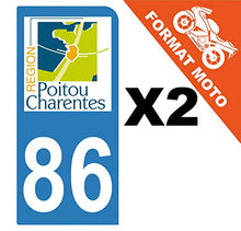 Supstick 2 Stickers Autocollants Plaques Immatriculation Moto Dept 86 Poitou Charentes Bleu Clair 1 Angle Arrondi