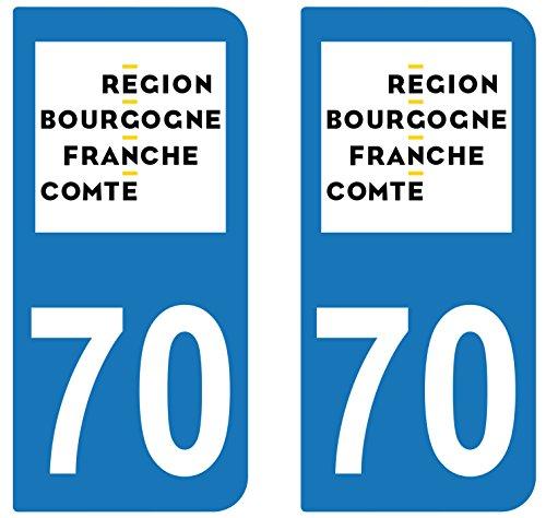 supstick 2 STICKERS AUTOCOLLANT PLAQUE IMMATRICULATION DEPT 70 region Bourgogne-Franche-Comté - supstick.fr