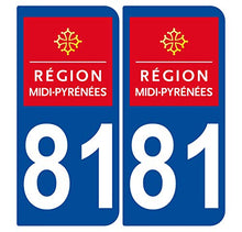 Supstick 2 Stickers Autocollants Plaques Immatriculation Auto Dept 81 Midi Pyrénées Bleu Foncé Angles Arrondis