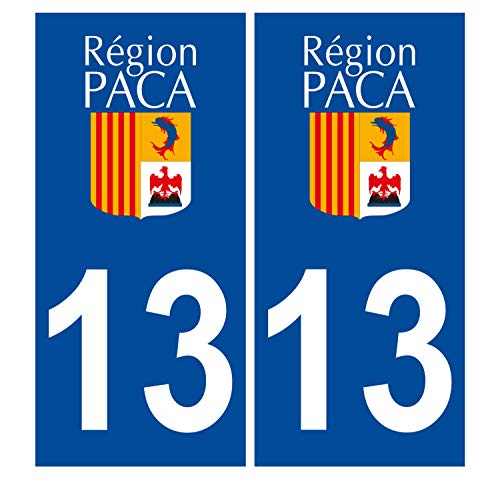 Supstick 2 Stickers Autocollants Plaques Immatriculation Auto Dept 13 Paca Bleu Foncé Angles Carrés