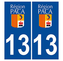 Supstick 2 Stickers Autocollants Plaques Immatriculation Auto Dept 13 Paca Bleu Foncé Angles Carrés