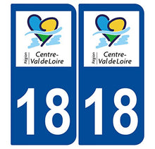 Supstick 2 Stickers Autocollants Plaques Immatriculation Auto Dept 18 Centre Val de Loire Bleu Foncé Angles Arrondis