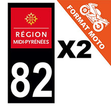 Supstick 2 Stickers Autocollants Plaques Immatriculation Moto Dept 82 Midi Pyrénées Noir Angles Carrés