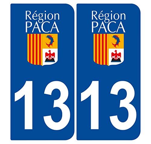 Supstick 2 Stickers Autocollants Plaques Immatriculation Auto Dept 13 Paca Bleu Foncé Angles Arrondis