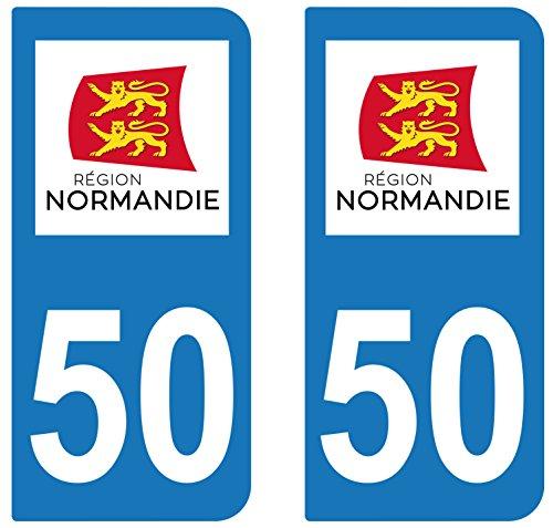 supstick 2 STICKERS AUTOCOLLANT PLAQUE IMMATRICULATION DEPT 50 Normandie - supstick.fr