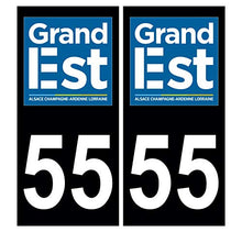 Supstick 2 Stickers Autocollants Plaques Immatriculation Auto Dept 55 Grand Est Noir Angles Carrés
