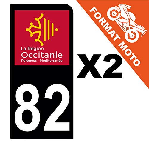 Supstick 2 Stickers Autocollants Plaques Immatriculation Moto Dept 82 Occitanie Noir 1 Angle Arrondi