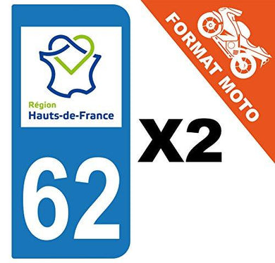 supstick 2 Stickers Autocollant Plaque IMMATRICULATION Moto DEPT 62 Hauts de France - supstick.fr