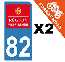 Supstick 2 Stickers Autocollants Plaques Immatriculation Moto Dept 82 Midi Pyrénées Bleu Clair 1 Angle Arrondi