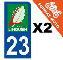 Supstick 2 Stickers Autocollants Plaques Immatriculation Moto Dept 23 Limousin Bleu Foncé 1 Angle Arrondi