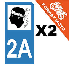 Supstick 2 Stickers Autocollants Plaques Immatriculation Moto Dept 2A Corse Bleu Clair 1 Angle Arrondi