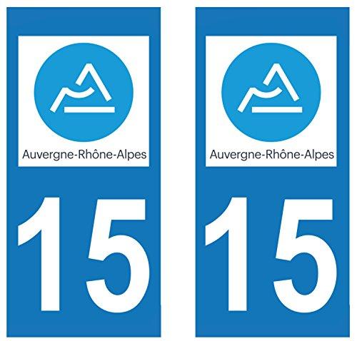 supstick 2 STICKERS AUTOCOLLANT PLAQUE IMMATRICULATION DEPT 15 Auvergne-Rhône-Alpes format rectangulaire - supstick.fr