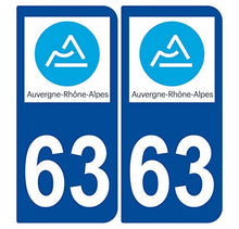 Supstick 2 Stickers Autocollants Plaques Immatriculation Auto Dept 63 Auvergne Rhône Alpes Bleu Foncé Angles Arrondis