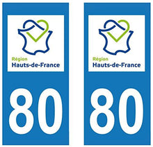 supstick 2 STICKERS AUTOCOLLANT PLAQUE IMMATRICULATION DEPT 80 Hauts de France format rectangulaire - supstick.fr