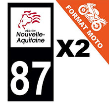 Supstick 2 Stickers Autocollants Plaques Immatriculation Moto Dept 87 Nouvelle Aquitaine Noir Angles Carrés