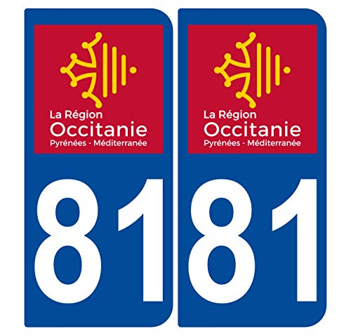Supstick 2 Stickers Autocollants Plaques Immatriculation Auto Dept 81 Occitanie Bleu Foncé Angles Arrondis
