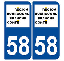 Supstick 2 Stickers Autocollants Plaques Immatriculation Auto Dept 58 Bourgogne Franche Comté Bleu Foncé Angles Carrés
