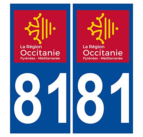 Supstick 2 Stickers Autocollants Plaques Immatriculation Auto Dept 81 Occitanie Bleu Foncé Angles Carrés