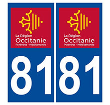 Supstick 2 Stickers Autocollants Plaques Immatriculation Auto Dept 81 Occitanie Bleu Foncé Angles Carrés