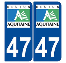 Supstick 2 Stickers Autocollants Plaques Immatriculation Auto Dept 47 Aquitaine Bleu Foncé Angles Arrondis