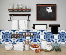 Lot de 10 Adhésif Carrelage - décoration de carreaux - 10 pièces plastifié en mat - carreau fleur bleu - format 20x20cm par pièce