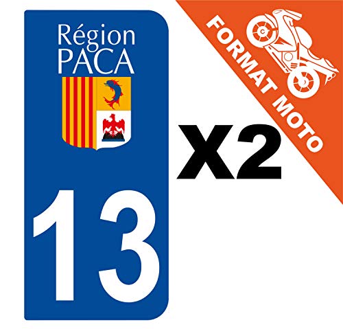 Supstick 2 Stickers Autocollants Plaques Immatriculation Moto Dept 13 Paca Bleu Foncé 2 Angles Arrondis