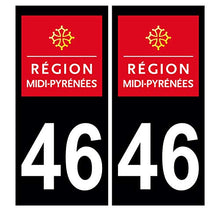 Supstick 2 Stickers Autocollants Plaques Immatriculation Auto Dept 46 Midi Pyrénées Noir Angles Carrés