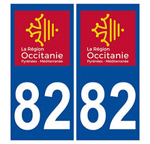 Supstick 2 Stickers Autocollants Plaques Immatriculation Auto Dept 82 Occitanie Bleu Foncé Angles Carrés