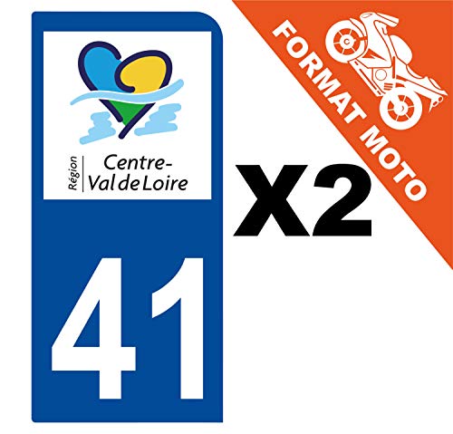 Supstick 2 Stickers Autocollants Plaques Immatriculation Moto Dept 41 Centre Val de Loire Bleu Foncé 1 Angle Arrondi