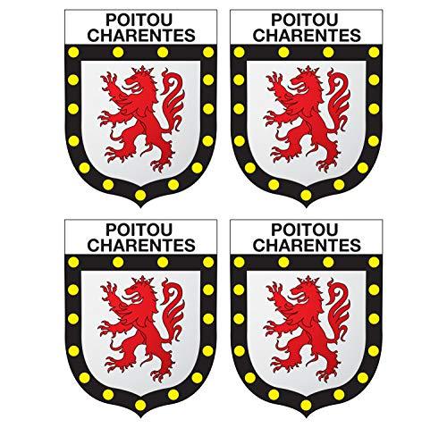 Supstick Lot de 4 Autocollants Stickers Blason de région département Poitou-Charentes Format 5x4cm - supstick.fr