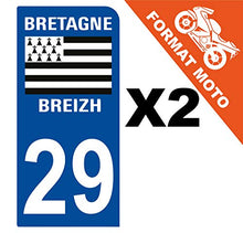 Supstick 2 Stickers Autocollants Plaques Immatriculation Moto Dept 29 Bretagne Breizh Bleu Foncé 1 Angle Arrondi
