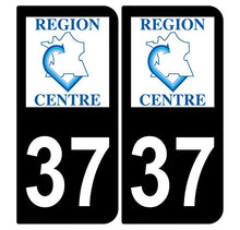 Supstick 2 Stickers Autocollants Plaques Immatriculation Auto Dept 37 Centre Noir Angles Arrondis