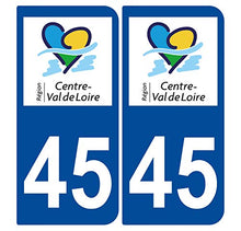 Supstick 2 Stickers Autocollants Plaques Immatriculation Auto Dept 45 Centre Val de Loire Bleu Foncé Angles Arrondis