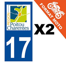 Supstick 2 Stickers Autocollants Plaques Immatriculation Moto Dept 17 Poitou Charentes Bleu Foncé Angles Carrés
