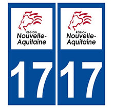 Supstick 2 Stickers Autocollants Plaques Immatriculation Auto Dept 17 Nouvelle Aquitaine Bleu Foncé Angles Carrés