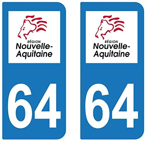 supstick 2 STICKERS AUTOCOLLANT PLAQUE IMMATRICULATION DEPT 64 Nouvelle-Aquitaine - supstick.fr