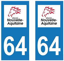 supstick 2 STICKERS AUTOCOLLANT PLAQUE IMMATRICULATION DEPT 64 Nouvelle-Aquitaine format rectangulaire - supstick.fr