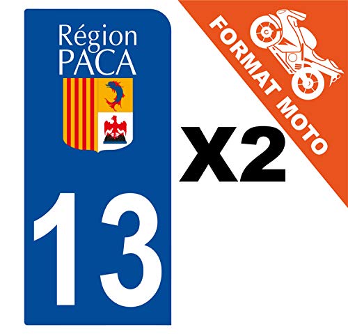 Supstick 2 Stickers Autocollants Plaques Immatriculation Moto Dept 13 Paca Bleu Foncé 1 Angle Arrondi