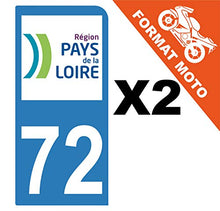Supstick 2 Stickers Autocollants Plaques Immatriculation Moto Dept 72 Pays de la Loire Bleu Clair 1 Angle Arrondi