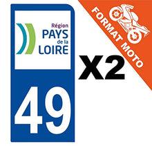 Supstick 2 Stickers Autocollants Plaques Immatriculation Moto Dept 49 Pays de la Loire Bleu Foncé 1 Angle Arrondi