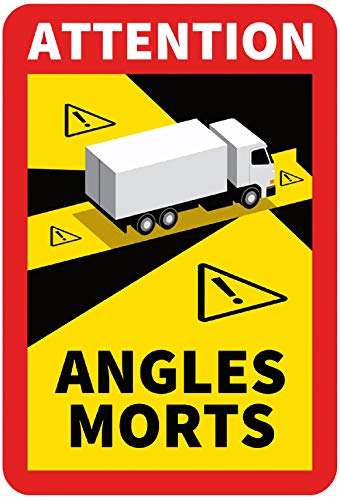 Supstick Lot de 6 Autocollants Angles Morts spécial pour Les Véhicules Lourds - Autocollants Stickers Véhicule Attention Fabriqué en France