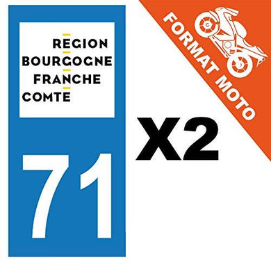 supstick 2 Stickers Autocollant Plaque IMMATRICULATION Moto DEPT 71 Region Bourgogne-Franche-Comté Format rectangulaire - supstick.fr