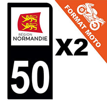 Supstick 2 Stickers Autocollants Plaques Immatriculation Moto Dept 50 Normandie Noir 1 Angle Arrondi