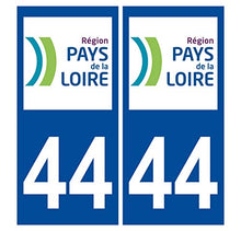 Supstick 2 Stickers Autocollants Plaques Immatriculation Auto Dept 44 Pays de la Loire Bleu Foncé Angles Carrés