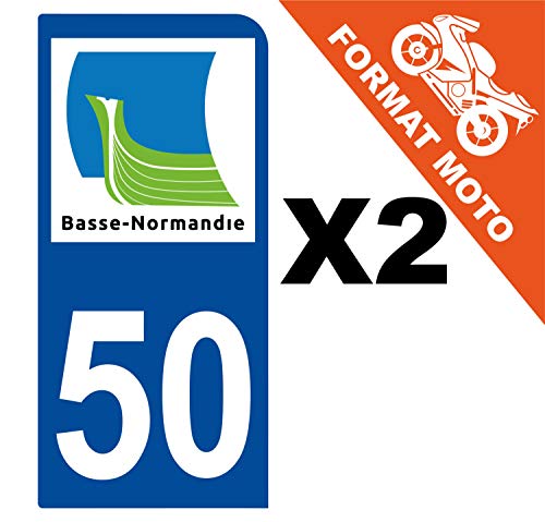Supstick 2 Stickers Autocollants Plaques Immatriculation Moto Dept 50 Basse Normandie Bleu Foncé 1 Angle Arrondi