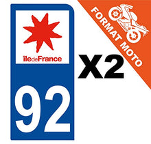 Supstick 2 Stickers Autocollants Plaques Immatriculation Moto Dept 92 Ile de France Bleu Foncé 1 Angle Arrondi
